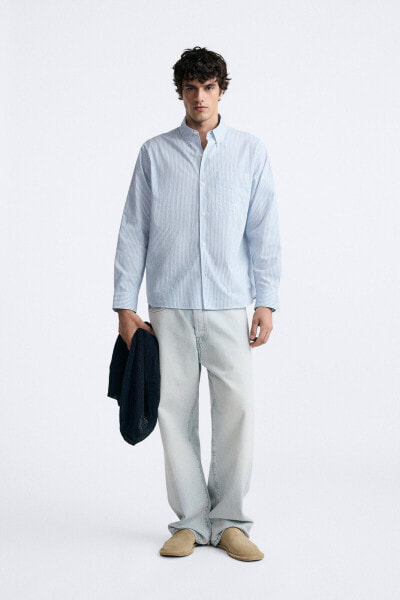 STRIPED CREASED-EFFECT SHIRT