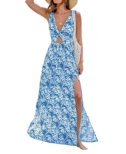 Women's Ditsy Floral Cutout Maxi Beach Dress