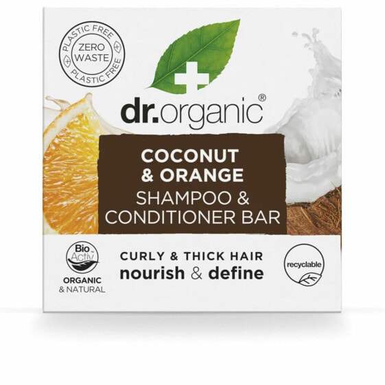 Шампунь и кондиционер 2-в-1 Dr.Organic Coconut and Orange 75 г твёрдый