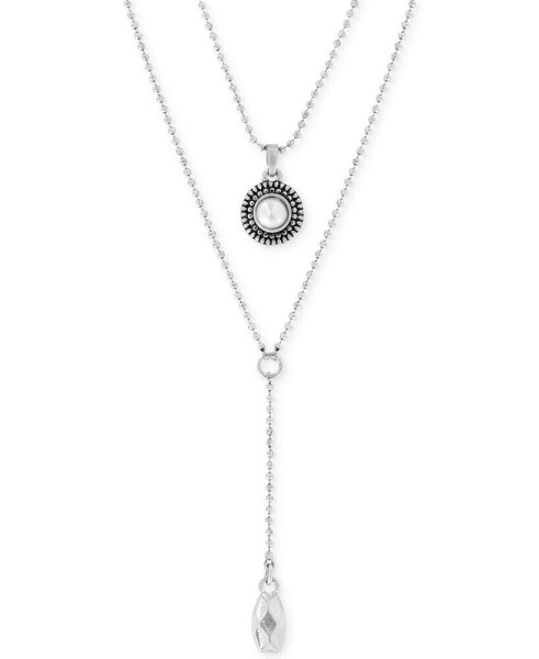 Silver-Tone Freshwater Pearl Two-Row Y Long Necklace