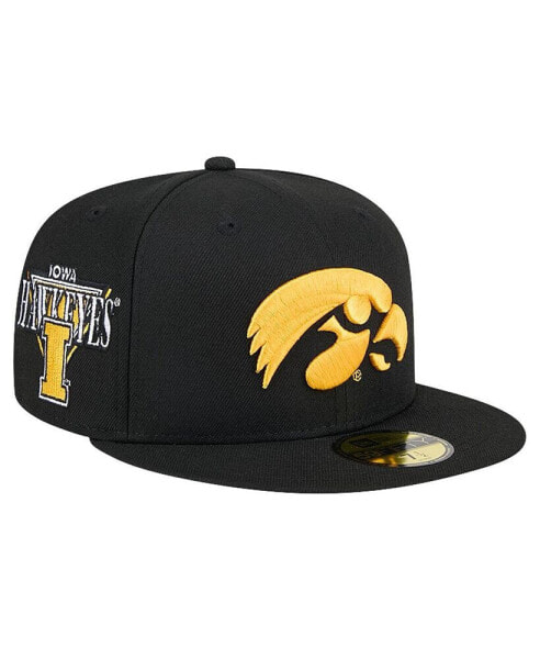 Головной убор New Era мужской черный Throwback Iowa Hawkeyes 59fifty Fitted Hat