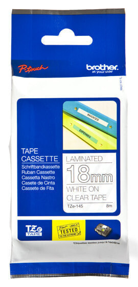 Brother Laminated tape 18mm - White on transparent - TZe - Grey - Thermal transfer - Brother - PT1000,1010,1200P,1230PC,1260VP,18R