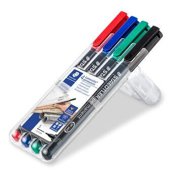 STAEDTLER Lumocolor 313 WP4, Black, Blue, Green, Red, Black, Blue, Green, Red, Polypropylene (PP), Ultra Fine, 0.4 mm, 4 pc(s)