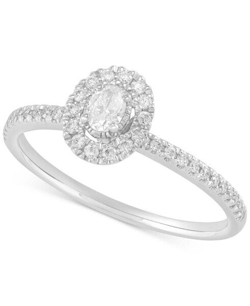 Diamond Oval-Cut Halo Engagement Ring (1/3 ct. t.w.) in 14k White Gold