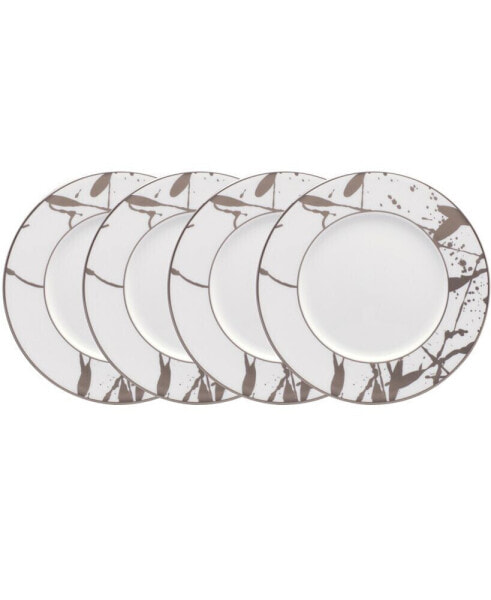 Raptures Platinum Set of 4 Bread Butter and Appetizer Plates, Service For 4