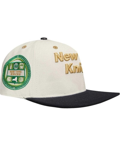Men's Cream, Black New York Knicks Album Cover Snapback Hat