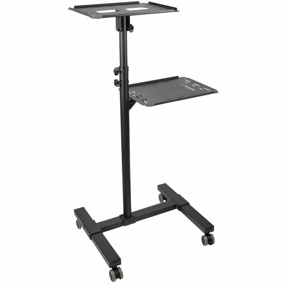 StarTech.com Mobile Projector and Laptop Stand/Cart - Heavy Duty Portable Projector Stand (2 Shelves - hold 22lb/10kg each) - Height Adjustable Rolling Presentation Cart w/Lockable Wheels - Multimedia stand - Black - Steel - Projector - 10 kg - 2 shelves