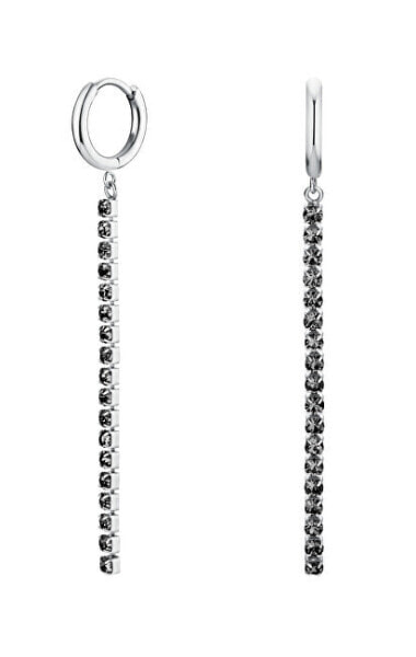 Charming steel earrings with gray crystals Tennis JETGS-J927