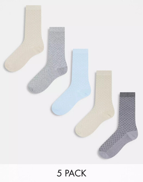 River Island 5 pack smart socks in light blue