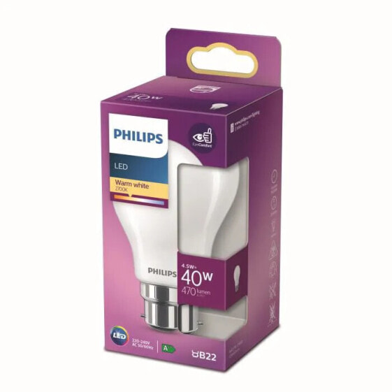Philips LED-Lampe quivalent 40W B22 Warmwei, nicht dimmbar, Glas