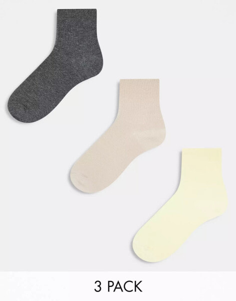 ASOS DESIGN – Socken in Pastellfarben im 3er-Pack