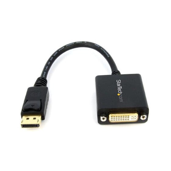 StarTech.com DisplayPort to DVI Adapter - DisplayPort to DVI-D Adapter Video Converter 1080p - DP 1.2 to DVI Monitor/Display Cable Adapter Dongle - DP to DVI Adapter - Latching DP Connector - 0.152 m - DisplayPort - DVI-I - Male - Female - Straight