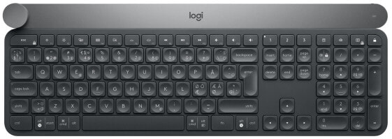 Logitech Craft Advanced keyboard with creative input dial - Full-size (100%) - Wireless - RF Wireless + Bluetooth - QWERTY - Black - Grey