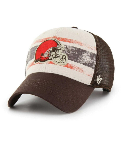 Men's Cream Distressed Cleveland Browns Breakout MVP Trucker Adjustable Hat