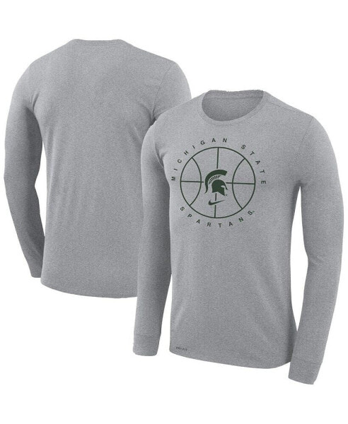 Men's Heathered Gray Michigan State Spartans Basketball Icon Legend Performance Long Sleeve T-shirt
