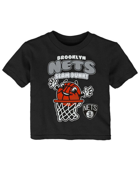 Infant Boys and Girls Black Brooklyn Nets Happy Dunk T-shirt