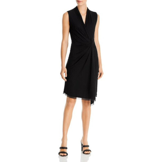 {}Платье женское Kobi Halperin Surplice Knee-Length Wrap Dress в черном цвете размер M.