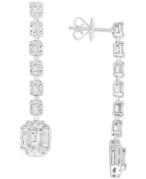 EFFY® Diamond Baguette & Round Linear Drop Earrings (2-1/2 ct. t.w.) in 18k White Gold