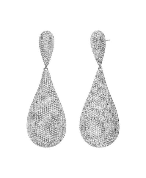 Pave Graduated Dangling Teardrop Stud Earring