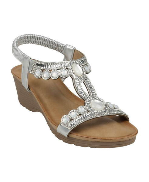 Women's Fiah Jeweled Slingback Wedge Sandals