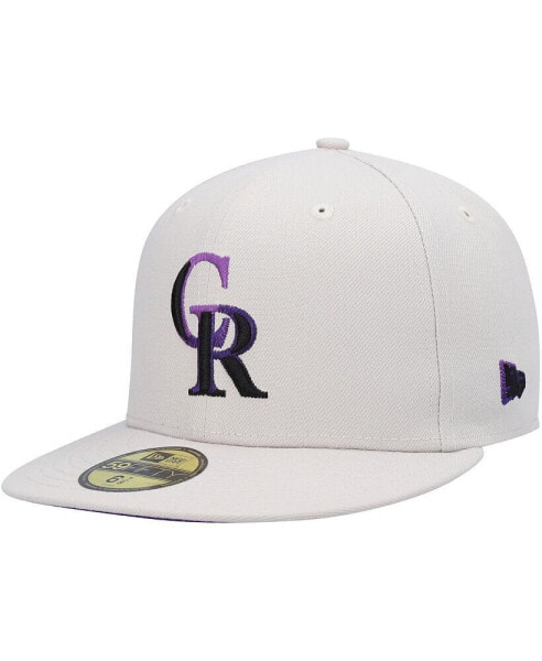 Men's Khaki Colorado Rockies Stone Dim Undervisor 59FIFTY Fitted Hat