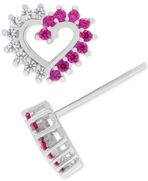 Серьги Macy's Ruby & Sapphire Heart Stud