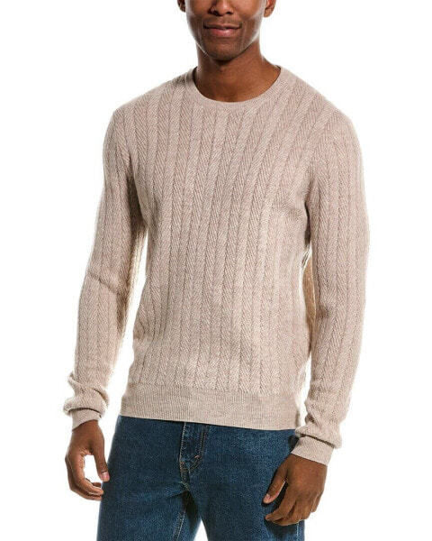 Kier + J Mini Herringbone Wool & Cashmere-Blend Sweater Men's Brown Xl