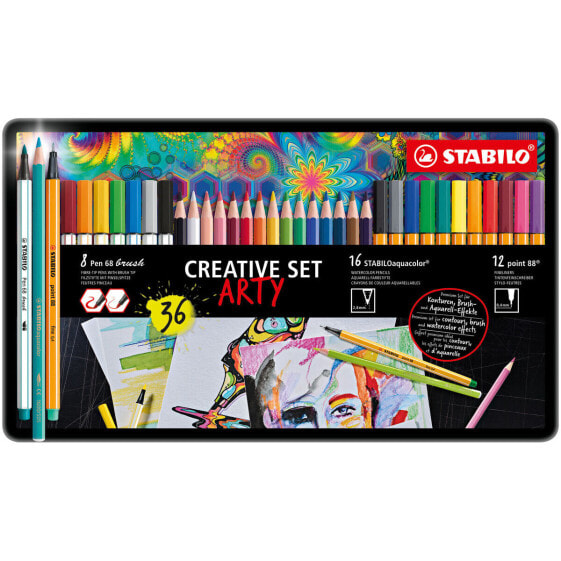 Ручки маркерные STABILO Набор Стабило Point 88 - Pen 68 Brusht - Aquacolor Multicolour