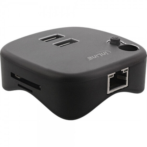 InLine USB 3.0 Multiadapter - 2xUSB-A - RJ45 - SD/MicroSD Cardreader - black