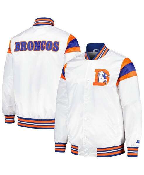 Куртка ветровка Starter мужская белая/синяя Denver Broncos Vintage с глянцевой отделкой