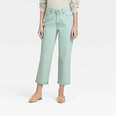 Women's High-Rise Straight Fit Cropped Jeans - Universal Thread Mint Green 8