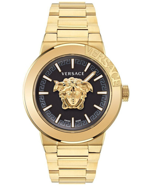 Men's Swiss Medusa Infinite Gold Ion Plated Stainless Steel Bracelet Watch 47mm