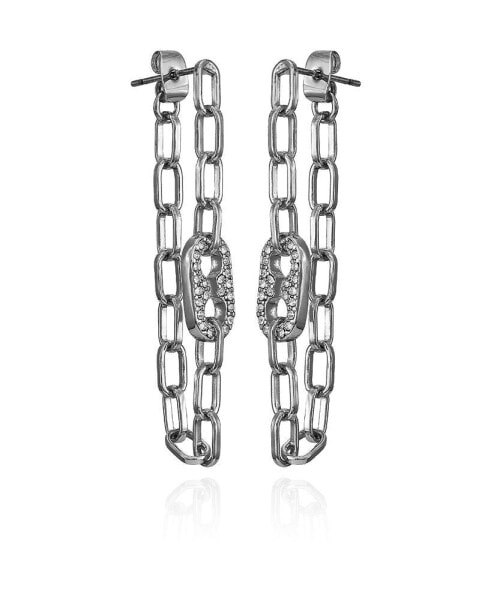 Silver-Tone Cable Chain Link Dangle Drop Earrings