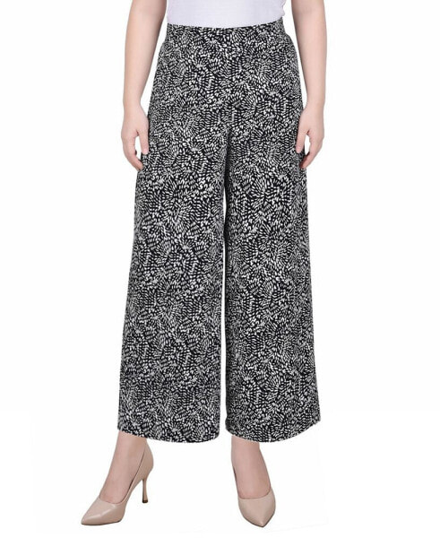 Petite Short Mid Rise Pull On Wide-Leg Palazzo Pant