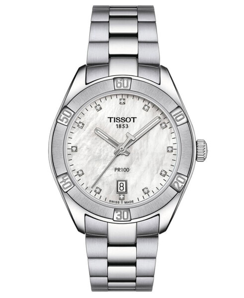 Women's Swiss PR 100 Sport Chic Diamond (1/20 ct. t.w.) Stainless Steel Bracelet Watch 36mm