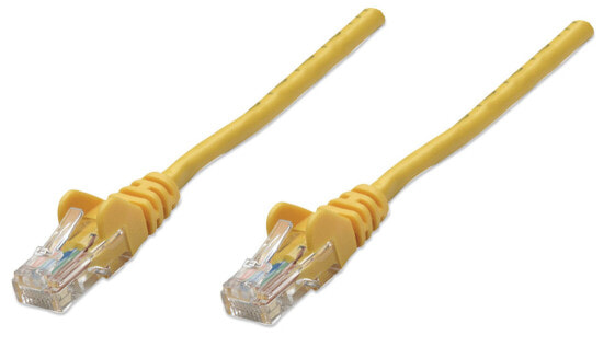 Intellinet Network Patch Cable - Cat5e - 1m - Yellow - CCA - U/UTP - PVC - RJ45 - Gold Plated Contacts - Snagless - Booted - Lifetime Warranty - Polybag - 1 m - Cat5e - U/UTP (UTP) - RJ-45 - RJ-45