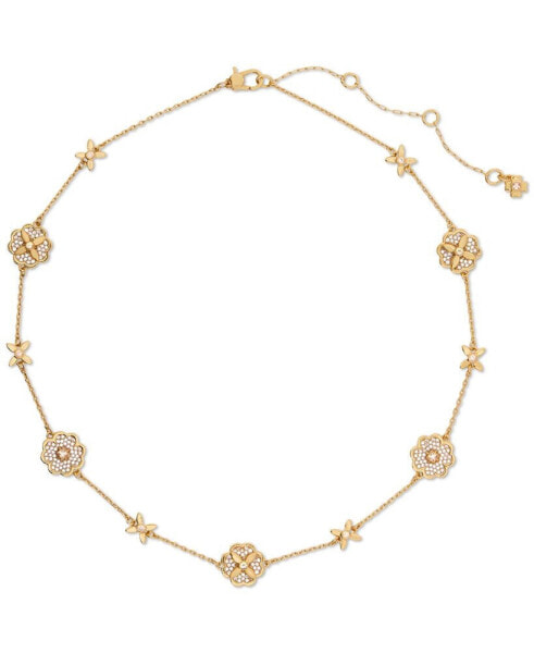 Gold-Tone Heritage Bloom Scatter Necklace, 16" + 3" extender