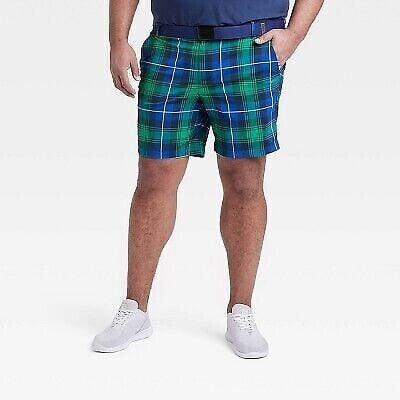 Men's Big Plaid Golf Shorts 8" - All in Motion Green 48