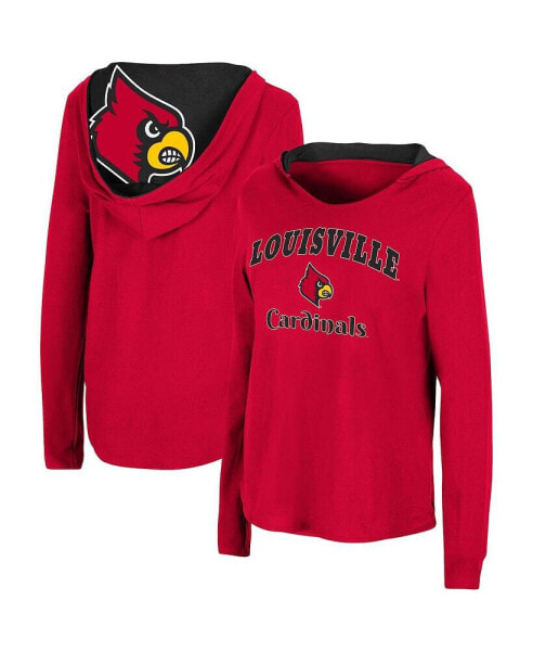 Women's Red Louisville Cardinals Catalina Hoodie Long Sleeve T-Shirt