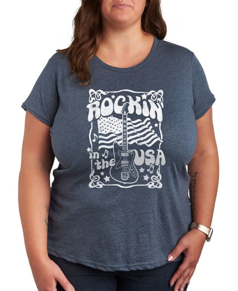 Trendy Plus Size Rockin' in the USA Graphic T-shirt