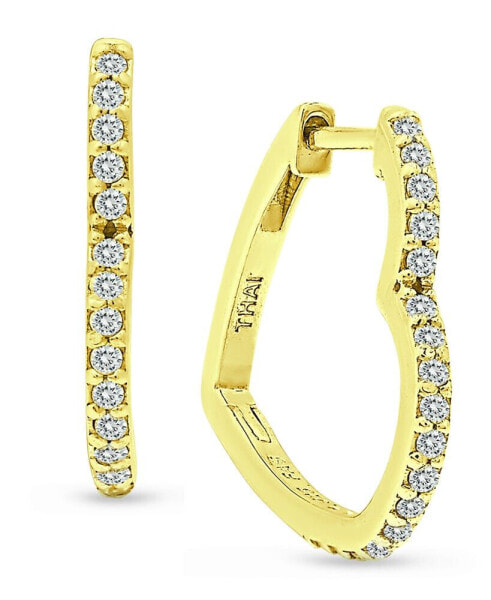 Cubic Zirconia Small Heart Hoop Earrings in 18k Gold-Plated Sterling Silver, Created for Macy's
