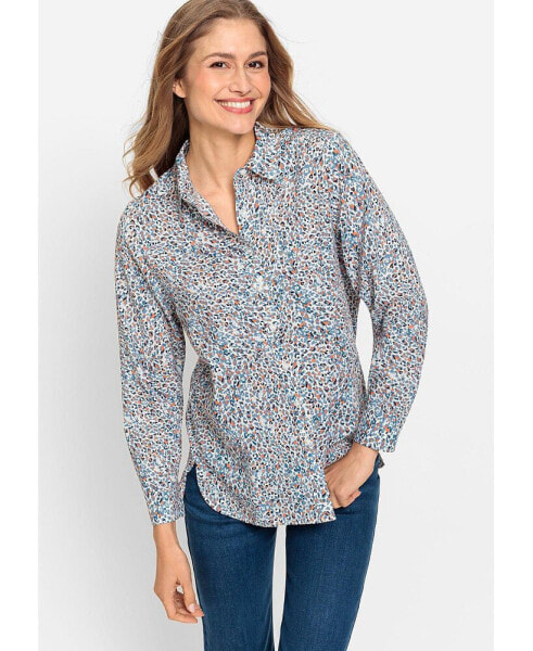 Women's Cotton Viscose Leopard Print Shirt