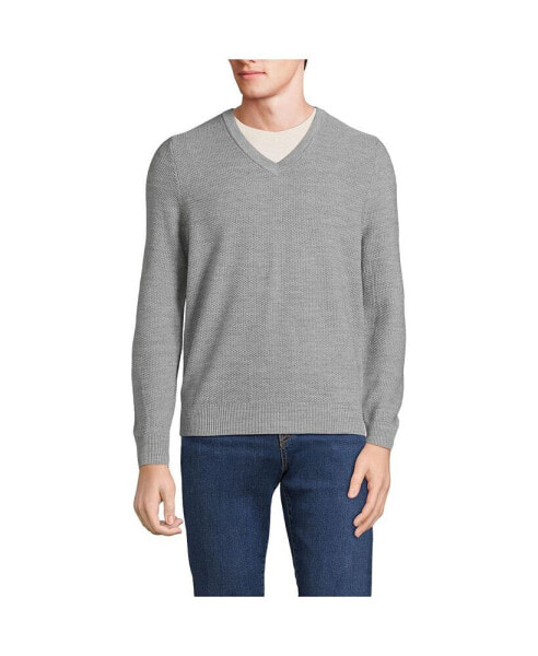 Men's Long Sleeve Washable Merino Wool V Neck Sweater