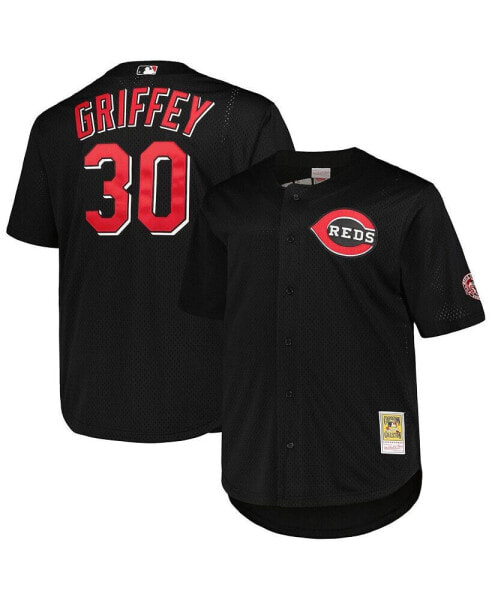 Men's Ken Griffey Jr. Black Cincinnati Reds Big and Tall Cooperstown Collection Batting Practice Replica Jersey