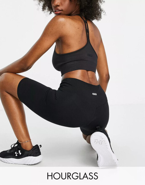 ASOS 4505 Hourglass – Icon – Leggings-Shorts mit Baumwollanteil in Schwarz, 20 cm Schrittlänge