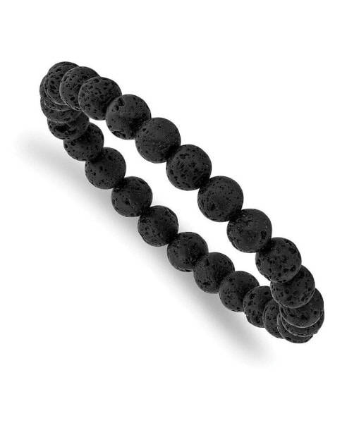 8mm Volcanic Rock Agate Beaded Stretch Bracelet