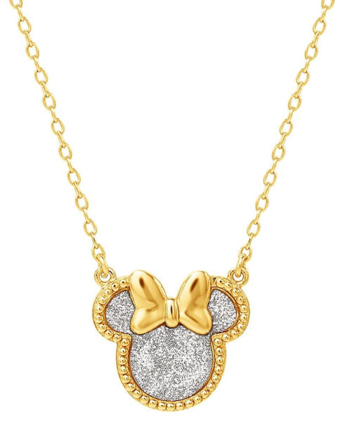 Minnie Mouse Glitter 18" Pendant Necklace in 18k Gold-Plated Sterling Silver