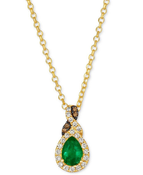 Le Vian costa Smeralda Emeralds (1/2 ct. t.w.) & Diamond (1/5 ct. t.w.) Pear Halo 19" Pendant Necklace in 14k Gold