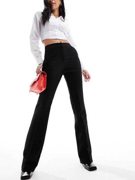 Morgan tailored trousers with satin side stripe in black