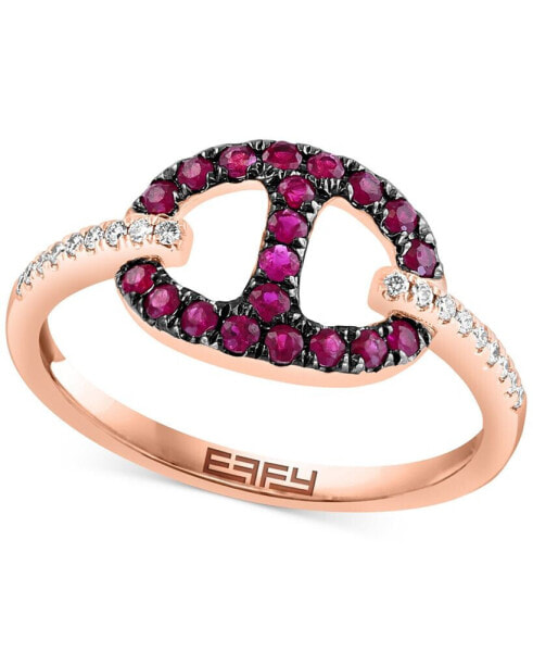 EFFY® Ruby (1/4 ct. t.w.) & Diamond (1/20 ct. t.w.) Ring in 14k Rose Gold